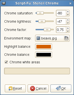 Voľby filtra Stencil Chrome (Šablóna chrómovania)
