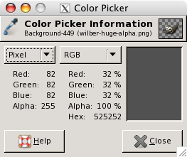 Okno s informáciami (Color Picker Info)